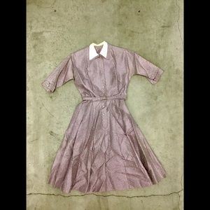 Vintage 1940’s dress with belt, diamond buttons, S